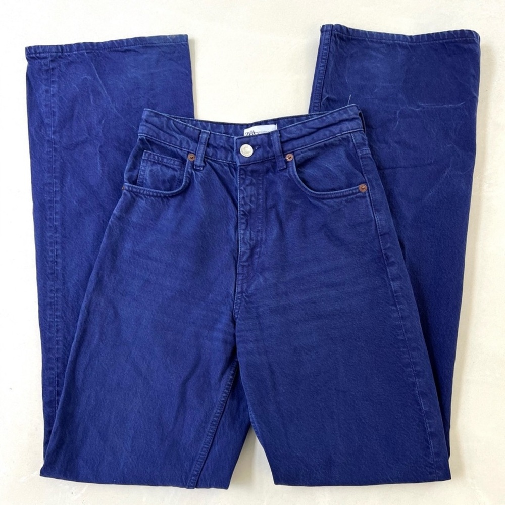 Zara Purple Ultra High Rise Flare Jeans 2
